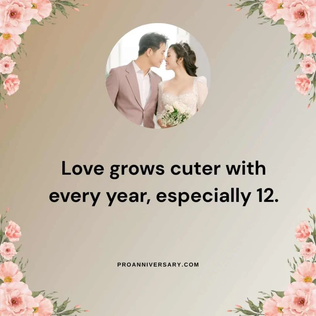 Cute Happy 12th Anniversary Quotes