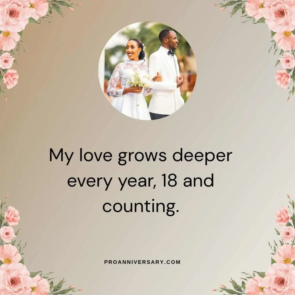 Short 18 Year Anniversary Quotes for Husband