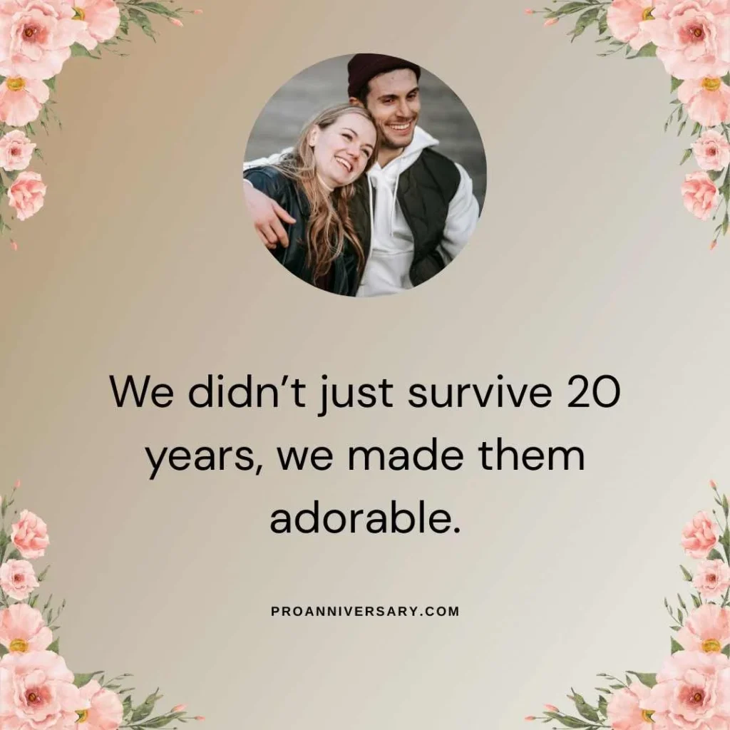Sweet 20th Anniversary Captions for Couples